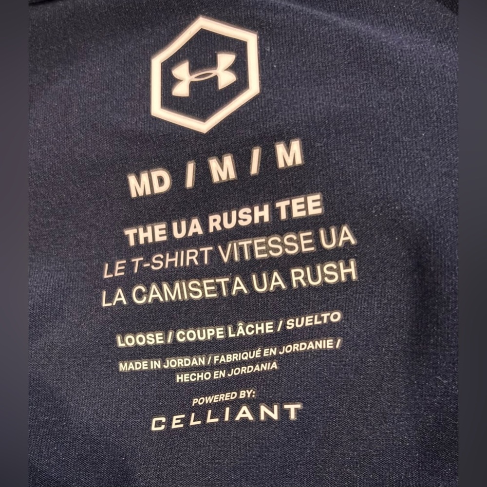 Under Armour Men's Navy UA Rush Performance Athletic Shirt Powered by Celliant M - Picture 4 of 4